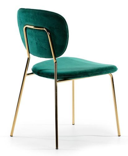 Chaise de salle à manger velours vert et pieds métal doré Lyam - Photo n°3; ?>