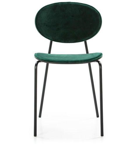 Chaise de salle à manger velours vert et pieds métal noir Lyam - Photo n°2; ?>