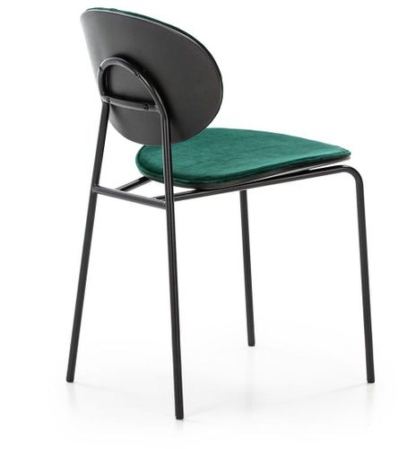 Chaise de salle à manger velours vert et pieds métal noir Lyam - Photo n°3; ?>