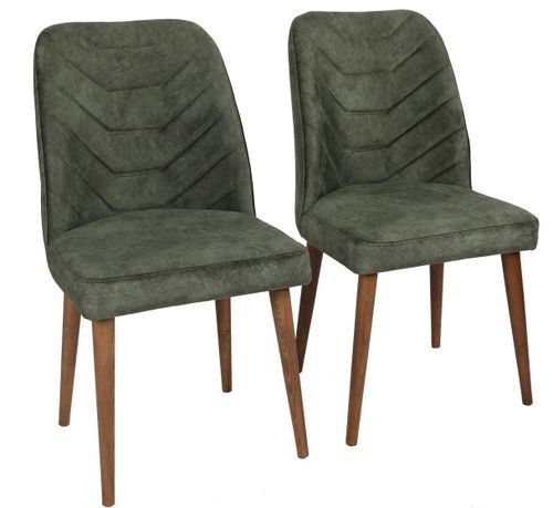 Chaise de salle à manger velours vert foncé et bois noir Kinda - Lot de 2 - Photo n°2; ?>