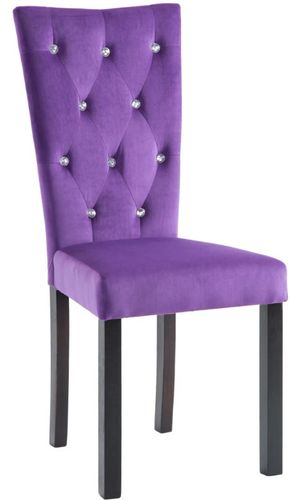 Chaise de salle à manger Velours Violet et pieds bois noir Karmen - Lot de 4 - Photo n°2; ?>