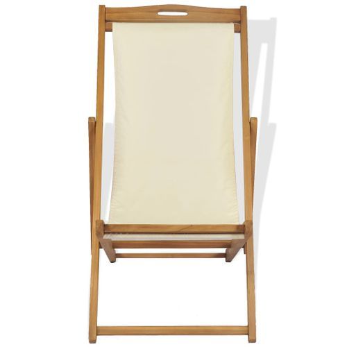 Chaise de terrasse Teck 56 x 105 x 96 cm Couleur crème - Photo n°3; ?>