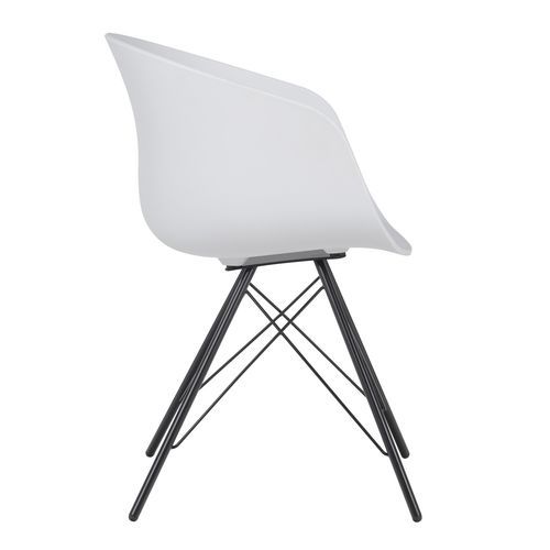 Chaise design avec accoudoirs polypropylène blanc et métal noir Marky - Photo n°2; ?>