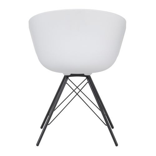 Chaise design avec accoudoirs polypropylène blanc et métal noir Marky - Photo n°3; ?>