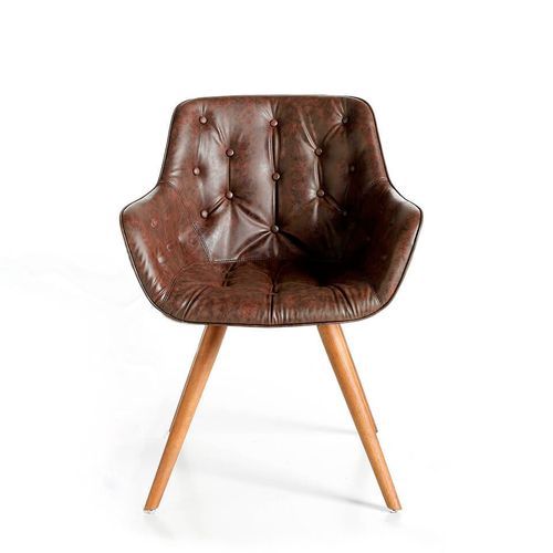 Chaise design bois massif de frêne et simili cuir capitonné Kida - Lot de 2 - Photo n°2; ?>