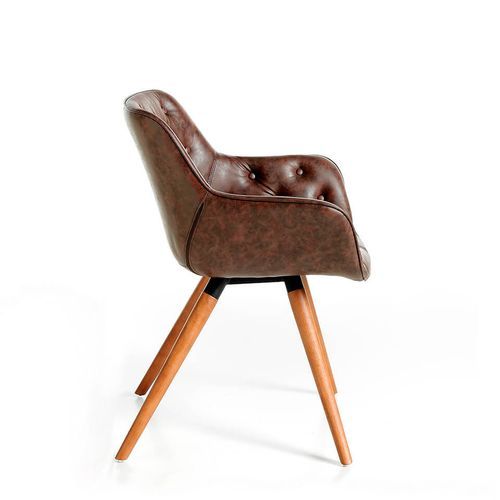 Chaise design bois massif de frêne et simili cuir capitonné Kida - Lot de 2 - Photo n°3; ?>