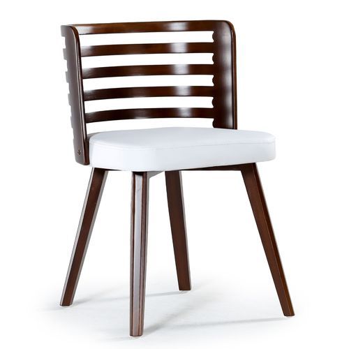 Chaise design bois noisette et simili blanc Rouby - Lot de 2 - Photo n°2; ?>