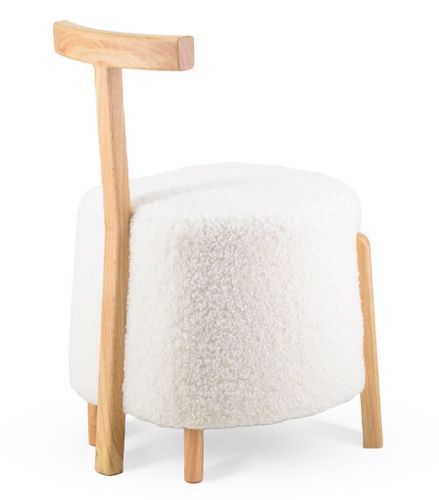 Chaise design en laine à bouclettes blanc cassé Oreklo - Photo n°2; ?>