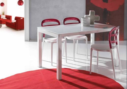 Chaise design laquée blanc et polycarbonate rouge Verza- Lot de 4 - Photo n°2; ?>