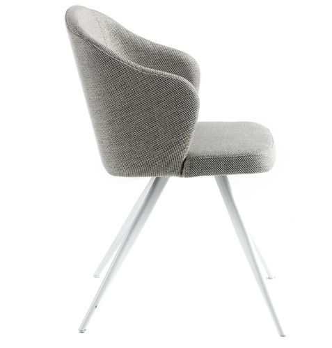 Chaise design Matty - Tissu gris et pieds en acier blanc - Photo n°2; ?>