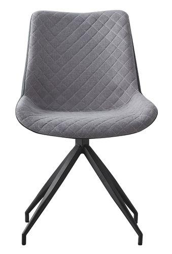 Chaise design pivotante en tissu gris et en simil cuir gris foncé Morka - Lot de 2 - Photo n°2; ?>