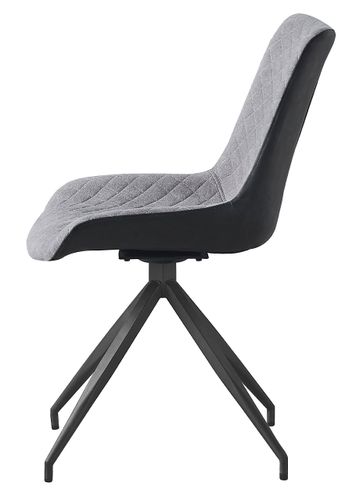 Chaise design pivotante en tissu gris et en simil cuir gris foncé Morka - Lot de 2 - Photo n°3; ?>