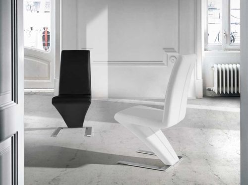 Chaise design simili blanc Vogue - Lot de 2 - Photo n°2; ?>