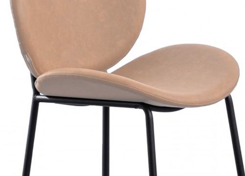 Chaise design simili cuir beige et acier laqué noir Toxane - Photo n°3; ?>