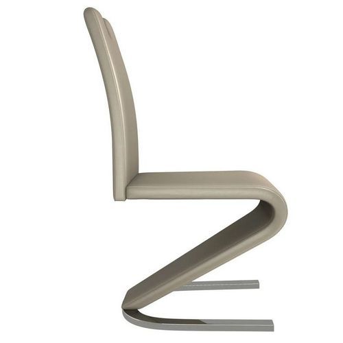 Chaise design simili cuir taupe et métal chromé Ryx - Lot de 2 - Photo n°2; ?>