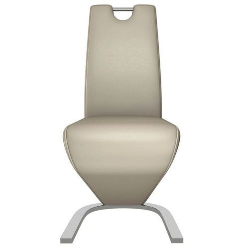 Chaise design simili cuir taupe et métal chromé Ryx - Lot de 2 - Photo n°3; ?>