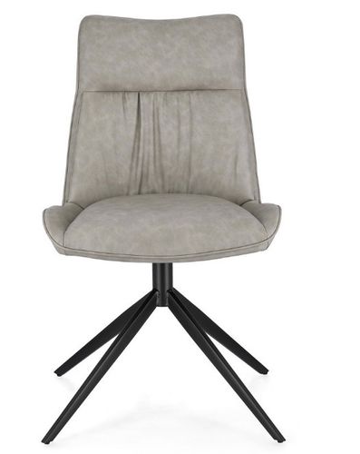 Chaise design simili cuir beige et pieds acier noir Jowka - Lot de 2 - Photo n°2; ?>
