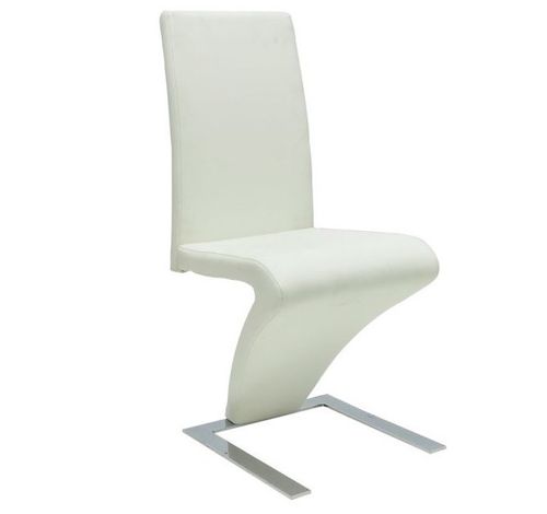 Chaise design simili cuir blanc et pieds métal chromé Théo - Lot de 2 - Photo n°3; ?>