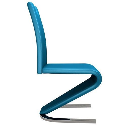 Chaise design simili cuir bleu turquoise et métal chromé Ryx - Lot de 2 - Photo n°2; ?>