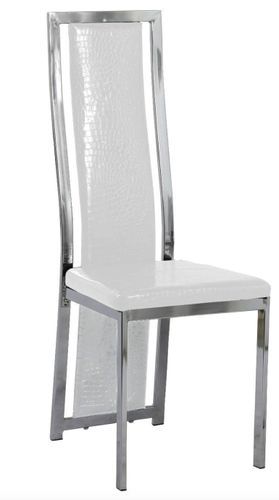 Chaise design simili cuir effet croco et acier chromé Milana - Lot de 6 - Photo n°3; ?>