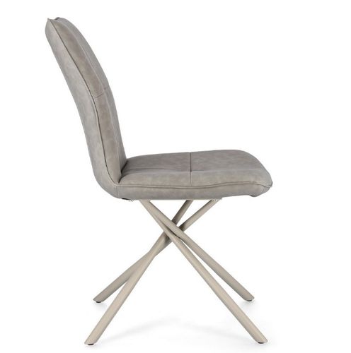 Chaise design simili cuir et pieds acier beige Kowla - Lot de 2 - Photo n°3; ?>