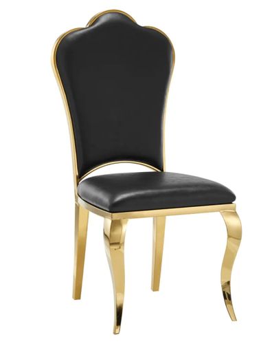 Chaise design simili cuir et pieds doré effet miroir Kouma - Lot de 4 - Photo n°2; ?>