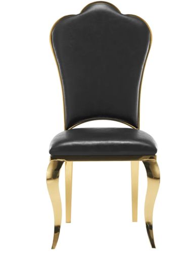 Chaise design simili cuir et pieds doré effet miroir Kouma - Lot de 4 - Photo n°3; ?>