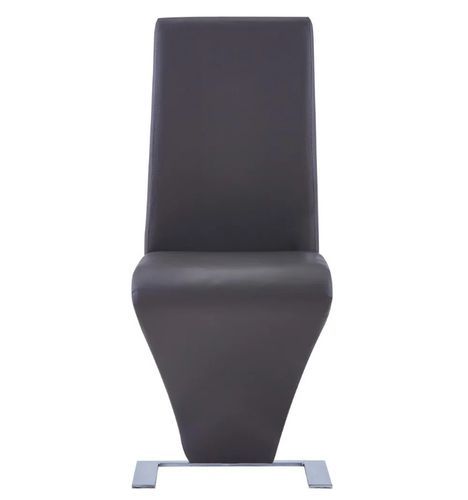 Chaise design simili cuir gris foncé et pieds métal chromé Théo - Lot de 2 - Photo n°2; ?>