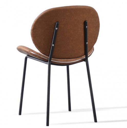 Chaise design simili cuir marron et acier laqué noir Toxane - Photo n°2; ?>
