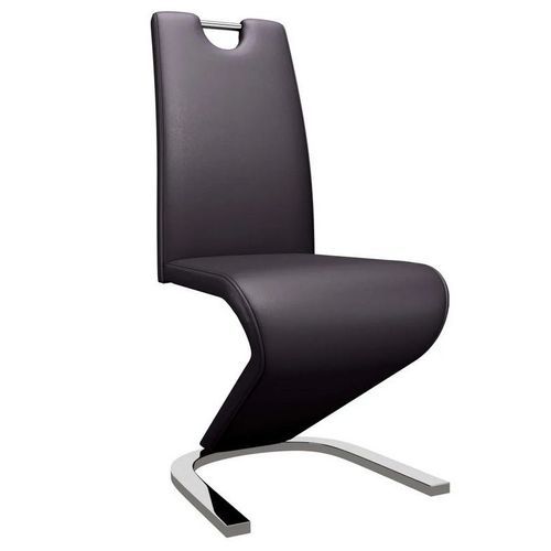 Chaise design simili cuir marron et métal chromé Ryx - Lot de 4 - Photo n°2; ?>