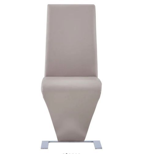 Chaise design simili cuir taupe et pieds métal chromé Théo - Lot de 2 - Photo n°2; ?>