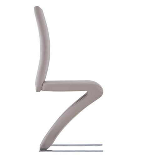 Chaise design simili cuir taupe et pieds métal chromé Théo - Lot de 2 - Photo n°3; ?>