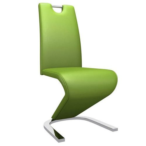 Chaise design simili cuir vert anis et métal chromé Ryx - Lot de 2 - Photo n°2; ?>