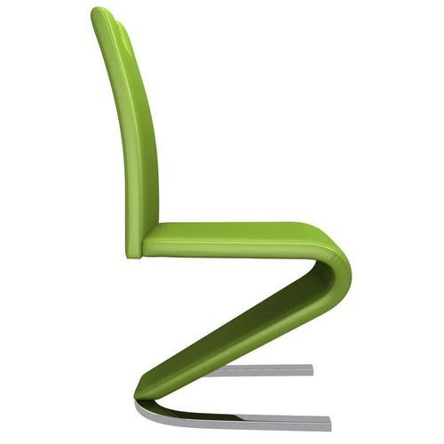 Chaise design simili cuir vert anis et métal chromé Ryx - Lot de 2 - Photo n°3; ?>