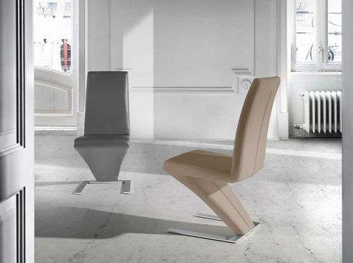 Chaise design simili gris Vogue - Lot de 2 - Photo n°3; ?>