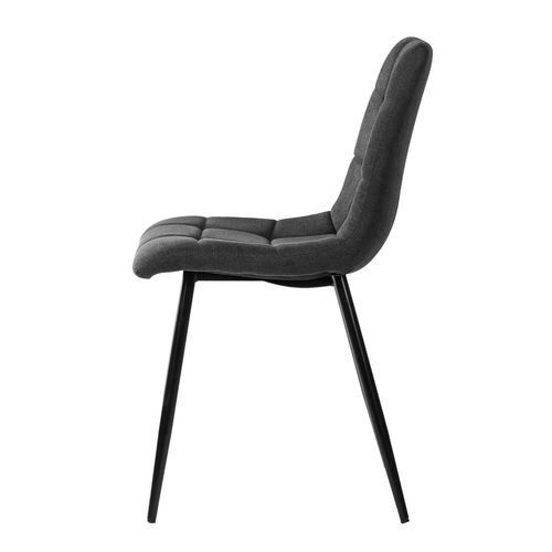 Chaise design tissu gris foncé rembourré et pieds métal noir Livio - Photo n°2; ?>