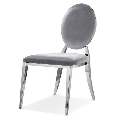 Chaise design velours gris et argent chromé Dayzi - Lot de 2 - Photo n°2; ?>