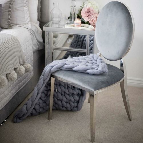 Chaise design velours gris et argent chromé Dayzi - Lot de 2 - Photo n°3; ?>