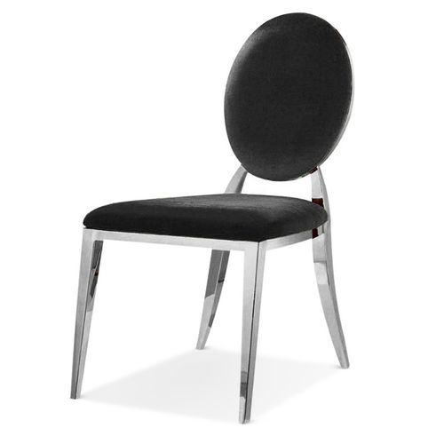 Chaise design velours noir et argent chromé Dayzi - Lot de 2 - Photo n°2; ?>