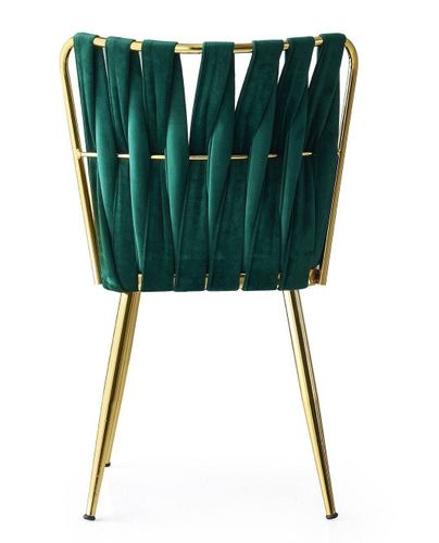 Chaise design velours vert et pieds doré Ribaldi - Lot de 2 - Photo n°3; ?>