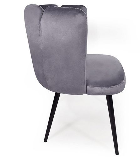 Chaise design voluptueuse velours noir et pieds métal noir - Lot de 2 - Photo n°3; ?>