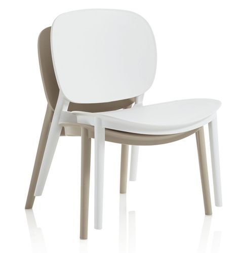 Chaise empilable polypropylène blanc Mohan - Lot de 2 - Photo n°3; ?>