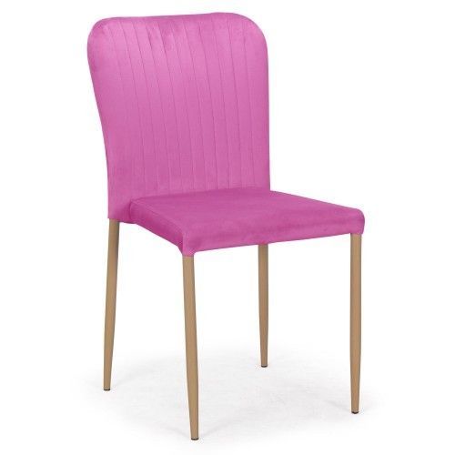 Chaise empilable velours rose et metal naturel Sooka - Lot de 4 - Photo n°2; ?>