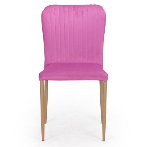 Chaise empilable velours rose et metal naturel Sooka - Lot de 4 - Photo n°3; ?>
