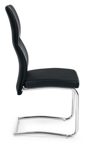 Chaise en acier et assise en simili cuir noir Thelma - Lot de 4 - Photo n°2; ?>