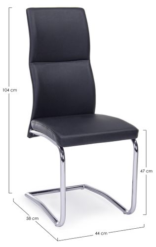 Chaise en acier et assise en simili cuir noir Thelma - Lot de 4 - Photo n°3; ?>