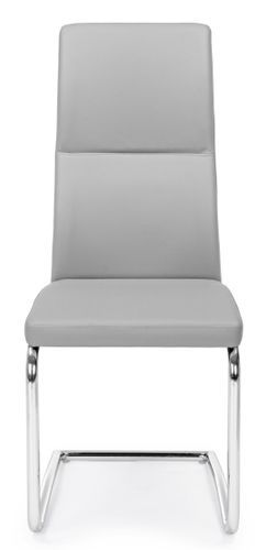 Chaise en acier et assise simili cuir gris Thelma - Lot de 4 - Photo n°2; ?>