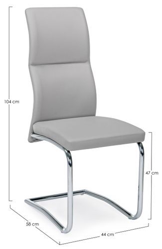 Chaise en acier et assise simili cuir gris Thelma - Lot de 4 - Photo n°3; ?>