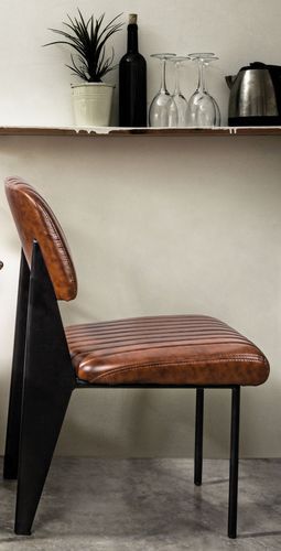Chaise en acier et simili cuir orange foncé Nania- Lot de 2 - Photo n°2; ?>