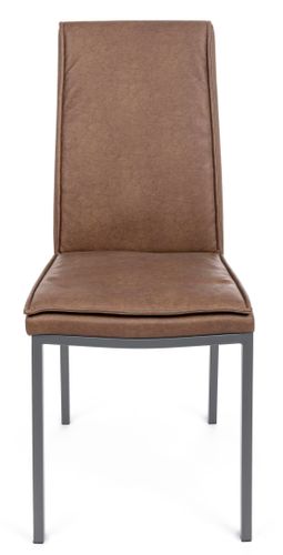 Chaise En Acier Revêtement Simili Cuir Marron Sofie - Lot De 4 20 Chaise en acier revêtement simili cuir marron Sofie - Lot de 4 - Photo n°2; ?>